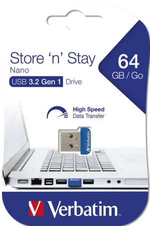 USB флаш памет Verbatim Store 'n' Stay Nano 64GB USB 3.2 Gen 1 (98711)
