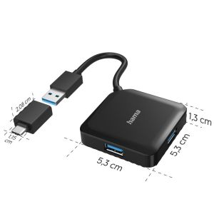 USB хъб Hama 4x USB-A USB 3.2 Gen 1 5Gbps (00200116)