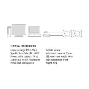 Аудио система ACT 2.0 6W 3.5mm USB (EM3513)