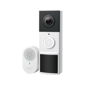 TP LINK нтелигентен видео звънец за врата Tapo D210, 2K QHD (2560×1440),160° зрителен ъгъл, microSD до 512 GB, 2.4Ghz, AI-разпознаване