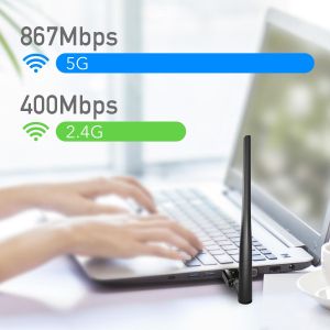 Безжичен адаптер Cudy WU1400, USB 3.0, 2.4/5 Ghz, Външна антена 