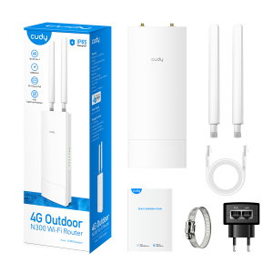 Безжичен рутер Cudy LT400 Outdoor, N300, 4G LTE,  2.4 GHz, 300 Mbps за външна употреба