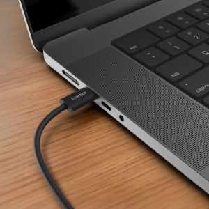HAMA Кабел за зареждане "Fabric", USB-C - USB-C, 1 m, Nylon, черен