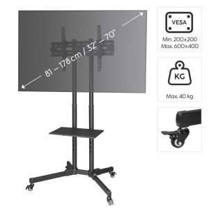 Стойка за телевизор Hama подова подвижна 32-75" 40 кг VESA 600x400 (00220874)