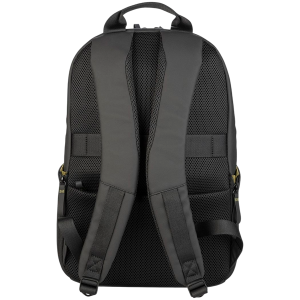 The Laser backpack for 15.6'' laptops and 16'' MacBooks, made from water-resistant resin-coated fabric obtained from recycled plastic, features a compact design and excellent pocket organization.