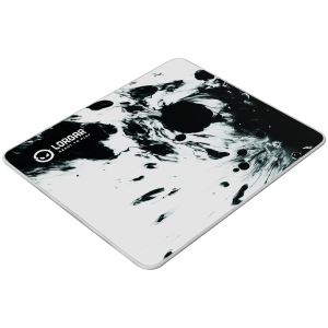 full print white and black design, bottom is black rubber with embossed LORGAR logo with double side edge stitching