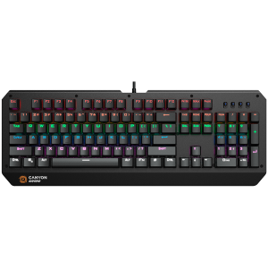 CANYON Hazard GK-6, Wired multimedia gaming keyboard with lighting effect, 108pcs rainbow LED, Numbers 104keys, EN double injection layout, cable length 1.8M, 450.5*163.7*42mm, 0.90kg, color black