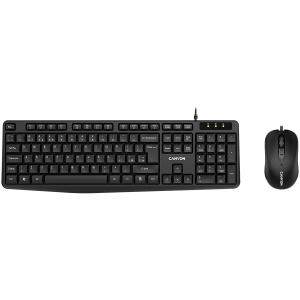 Комплект клавиатура и мишка Canyon SET-1 USB 1600DPI БДС/EN (CNE-CSET1-BG)