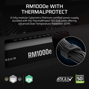 Захранващ блок Corsair RMe RM1000e Black 1000W 80+ Gold ATX 3.1, Thermal Protect