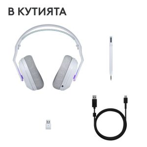 Геймърски слушалки Logitech G522 Lightspeed Wireless RGB, Микрофон, Бели