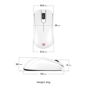 Геймърска безжична мишка ZOWIE S2-DW 4K, бяла