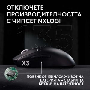 Геймърска мишка Logitech G Pro X3 Superstrike - Midnight Black