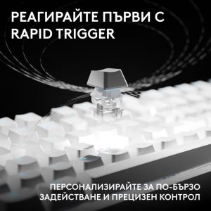Геймърска механична клавиатура Logitech G Pro X2 RAPID TKL, Magnetic Analog Linear Switch - Бял