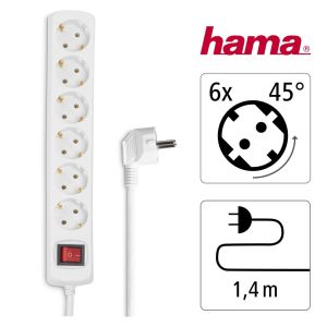 Разклонител HAMA, 6 гнезда, 30384