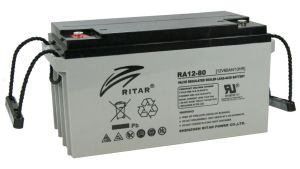 Оловна батерия RITAR (RA12-80), AGM, 12V, 80 Ah, 350/ 167/ 182 mm, Терминал F11(M6)