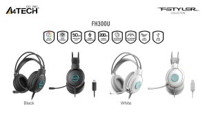 А4tech Fstyler FH300U Слушалки с микрофон USB, Noice Cancelling, бял