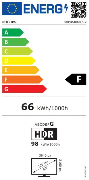 Телевизор Philips 50PUS8001/12, 50" 4K UHD LED, 3840x2160p, 60Hz, DVB-T/T2/T2-HD/C/S/S2, 3 sided Ambilight, CL+2.0, Perfect Pixel UHD, HDR10, HLG, Titan OS, Dolby Atmos, 3*HDMI, 2*USB, 802.11ac, BT 5.2, Easy Link 3.0, 20W RMS, Black