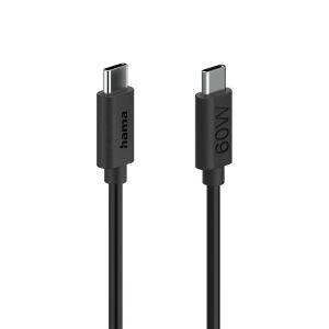 HAMA Кабел за зареждане USB-C - USB-C, 60 W, 1.2 м, черен