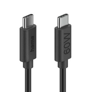HAMA Кабел за зареждане USB-C - USB-C, 60 W, 1.2 м, черен