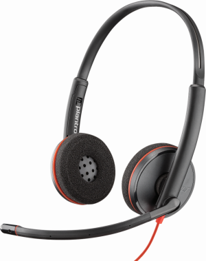 Слушалки с микрофон Poly Blackwire 3225 Stereo USB-C Headset+3.5mm Plug + USB-C/A Adapter