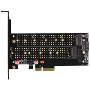 Адаптер PCIe към M.2 Axagon PCIe 3.0 x4 към 2x M.2 NVMe SATA (PCEM2-D)