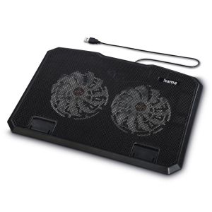 Охлаждаща подложка за лаптоп Hama Black Metal до 15.6" регулируема 2 вентилатора (00126806)