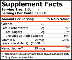 Pure Nutrition Vitamin D-3 & K-2 60 дъвчащи дражета