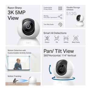 IP камера TP-Link Tapo 5MP PTZ 4mm Wi-Fi IR 12m