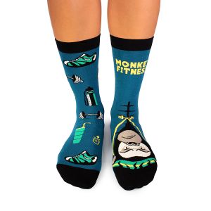 Arty Socks чорапи с Маймуна Фитнес Маниак - Тюркоаз