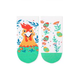 Arty Socks къси чорапи с Великденска Кокошка - Бял