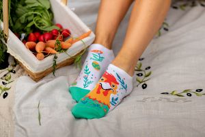 Arty Socks къси чорапи с Великденска Кокошка - Бял