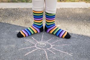 Фини Бамбукови чорапи с Дъга - Светъл – дамски
