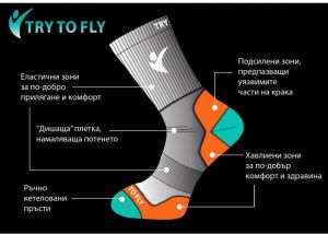 Туристически чорапи от Мерино Вълна с Вълк - Тъмносин