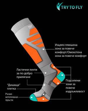 3/4 Ски чорапи Performance - Черен-Оранж