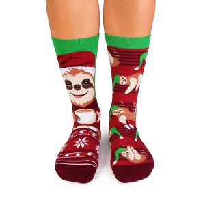 Arty Socks Коледни чорапи с Ленивец - Червен