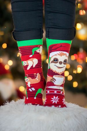 Arty Socks Коледни чорапи с Ленивец - Червен