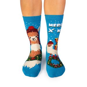 Arty Socks Коледни чорапи с Лама - Тюркоаз