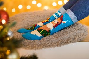 Arty Socks Коледни чорапи с Лама - Тюркоаз