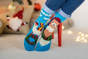Arty Socks Коледни чорапи с Лама - Тюркоаз