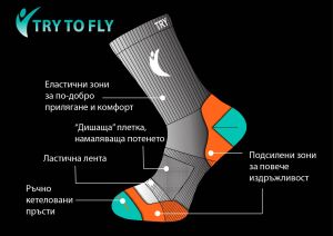Туристически чорапи от Мерино Вълна с Алпийски Козирог - Бежов