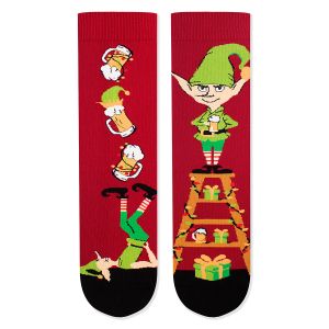 Arty Socks Коледни чорапи с Весел Елф - Светло бордо