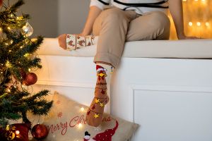 Arty Socks Коледни чорапи с Кокошка - Екрю