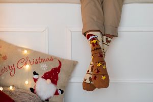 Arty Socks Коледни чорапи с Кокошка - Екрю