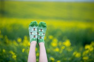 Къси Бамбукови чорапи с Пчели - Зелен – дамски