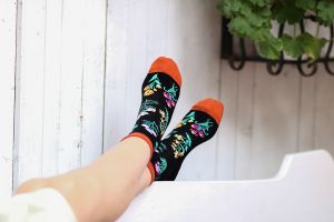 Фини Памучни чорапи над глезена с Билки - Черен