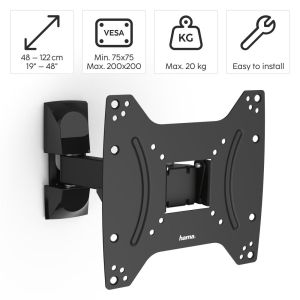 Hama TV Wall Bracket, Swivel, Tilt, 122 cm, 48", 220821