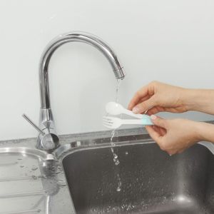 Комплект кутия за храна с прибори Xavax To Go, 1100 мл, пастелно синьо