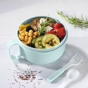 Комплект кутия за храна с прибори Xavax To Go, 1100 мл, пастелно синьо