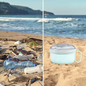 Комплект кутия за храна с прибори Xavax To Go, 1100 мл, пастелно синьо