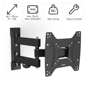 Hama TV Wall Bracket, Swivel, Tilt, Pull-out, 122 cm (48"), 220822 